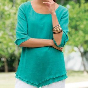 Soft Surroundings Siesta Key Gauze Tunic Tropical Green Small